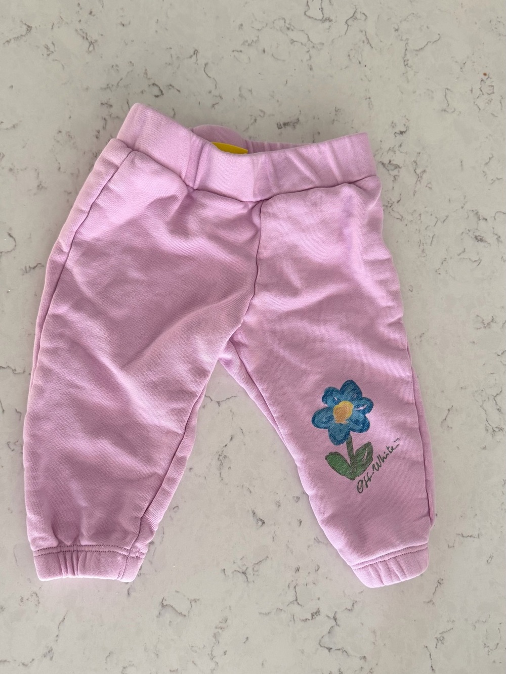 Off-White Pink/Purple Kids Sweatpants with Floral Patch